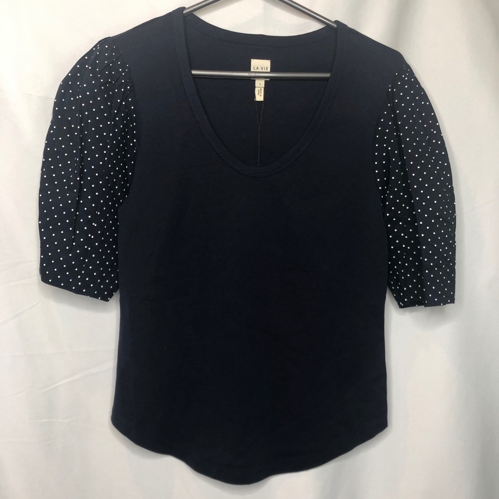 La Vie Rebecca Taylor Dhalia Dot Sleeve Top Large